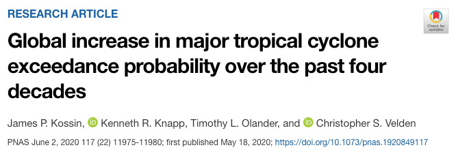 Global increase in major tropical cyclone exceedance probability over the past four decades