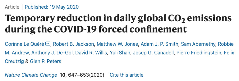Temporary reduction in daily global CO2 emissions during the COVID-19 forced confinement