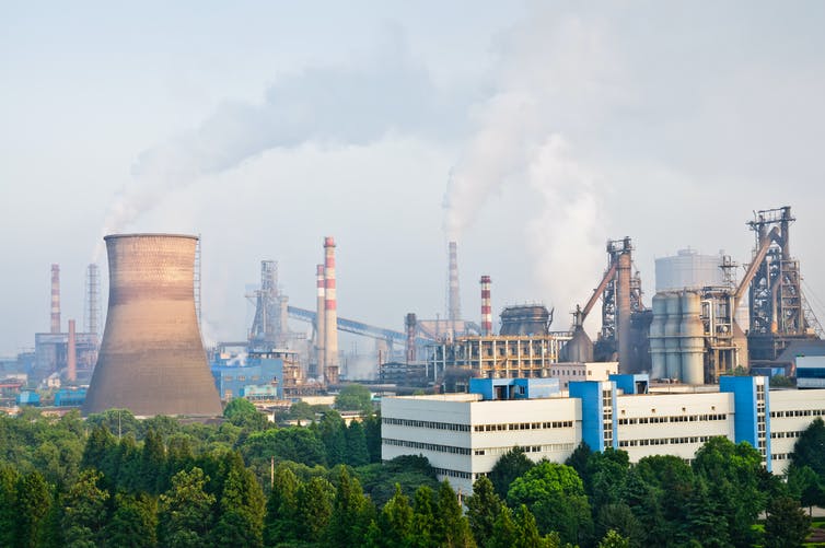 city skyline and polluted air