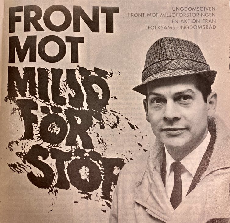 Poster of young man in trilby beside slogan