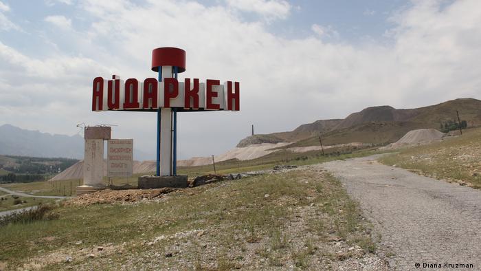 Mercury plant and Soviet sign in Aidarken, Kyrgyzstan 