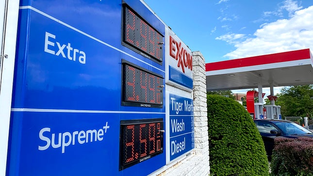 Gas prices seen at a gas station in Arlington, Va., on May 13 