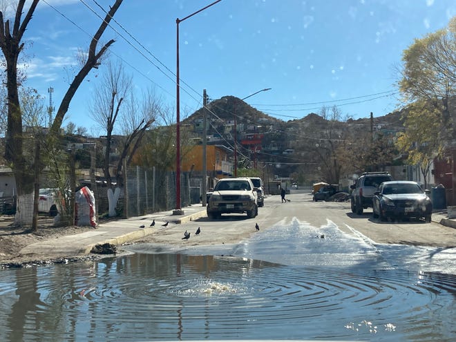 Wastewater in a residential neighborhood of Jurez near the Rio Grande. Mexican officials have acknowledged wastewater enters the Rio Grande from Jurez, as well as the current discharge in El Paso.