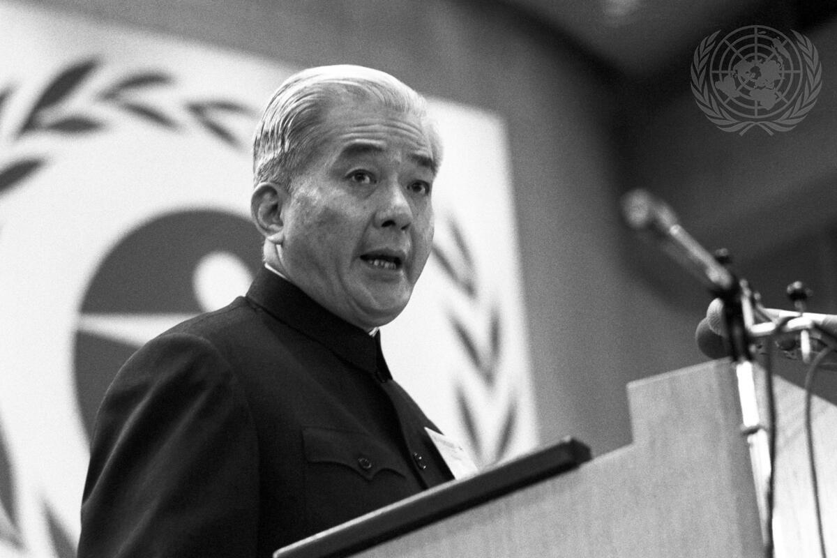 Tang Ke, Chairman of the delegation of the Peoples Republic of China, addressing the Conference on 10 June 1972