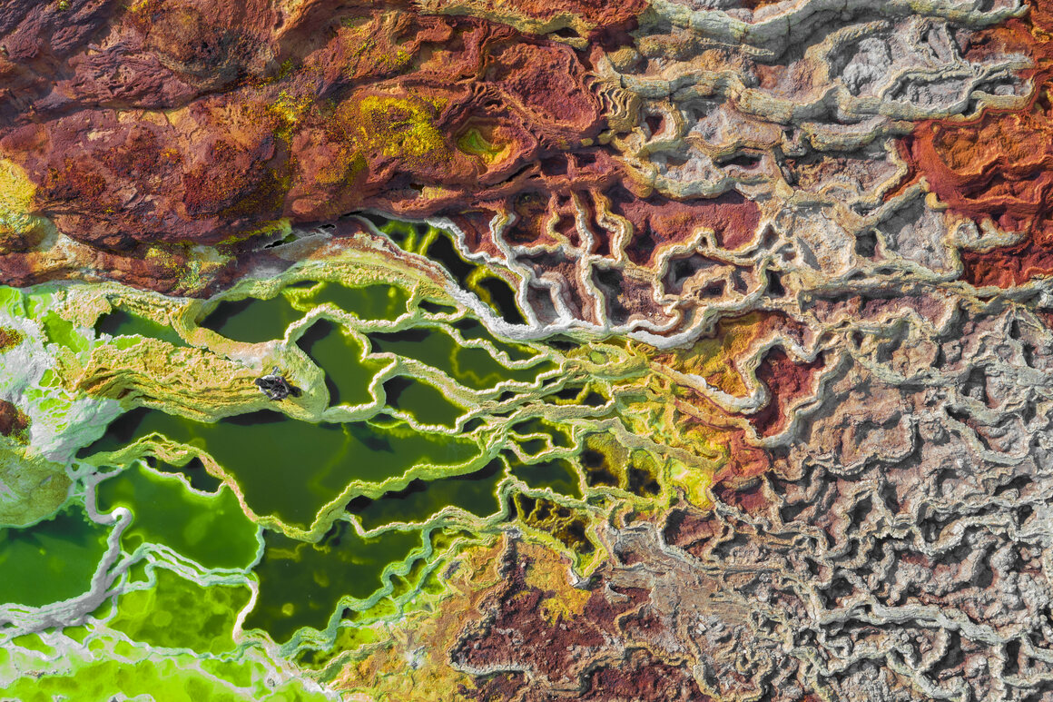 Dallol is kaleidoscopic when seen from above.
