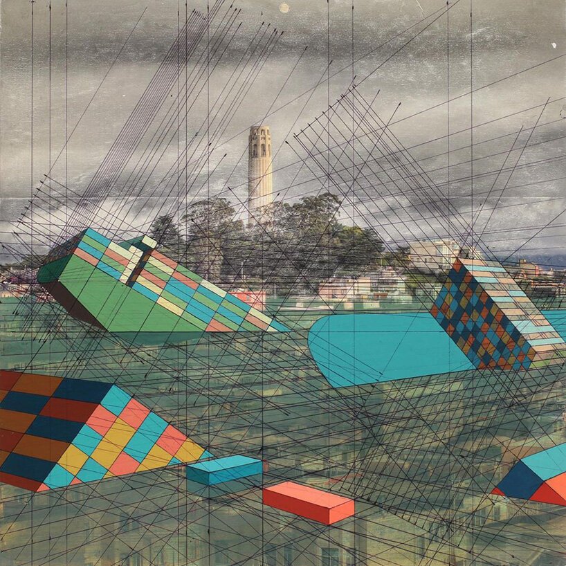 shipping containers collide with the environment in mary iverson's mix media paintings