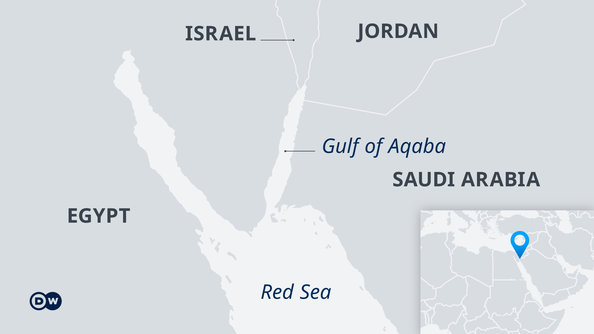 Map of the location of Gulf of Aqaba 
