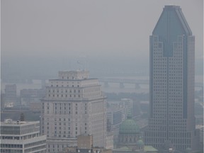 A view of Montreal including the Victoria bridge during a smog warning in 2013.