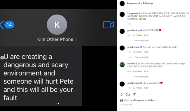 Kanye shared this phone conversation with Kim.