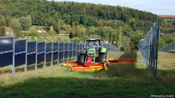 Vertical solar panels on a farm in Germany