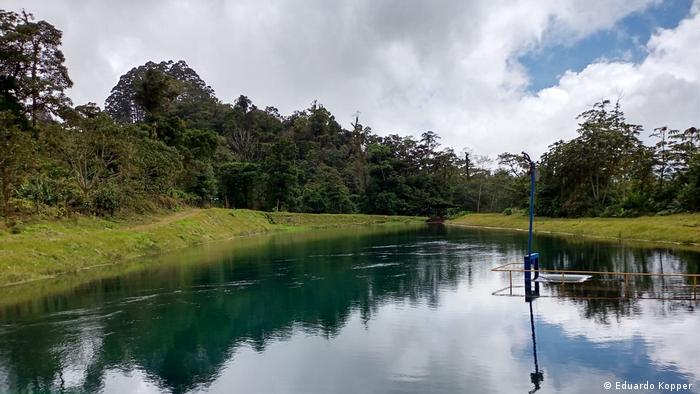 A storage basin filled with water from Poas I in Costa Rica 