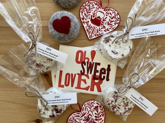 This Valentine's Day, material expressions of love can have the desired impact without adversely impacting the environment. The GreenUP Store carries locally made soaps and bath bombs by Simply Natural Canada, cards by Jackson Creek Press, and folk art coffee-lover hearts by Brianna Gosselin. (Photo courtesy of the GreenUP Store) This Valentine's Day, material expressions of love can have the desired impact without adversely impacting the environment. The GreenUP Store carries locally made soaps and bath bombs by Simply Natural Canada, cards by Jackson Creek Press, and folk art coffee-lover hearts by Brianna Gosselin. (Photo courtesy of the GreenUP Store)