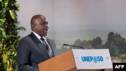 Botswana president, Mokgweetsi Masisi addresses delegates at the UN Environment Program (UNEP) in Nairobi, March 3, 2022.
