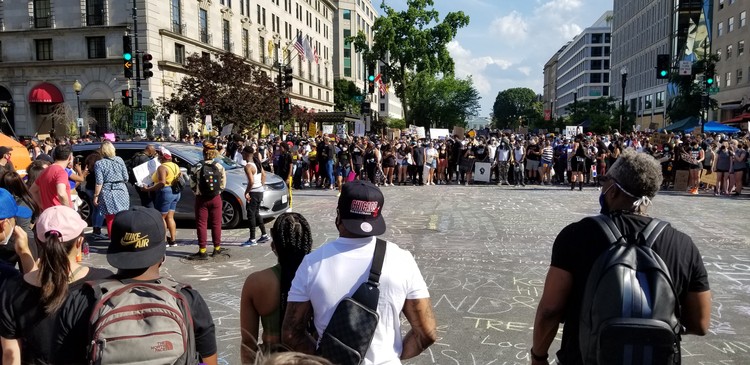 Lets Broaden the Definition of Environmental Justice, Protesters gather at Black Lives Plaza, the intersection of I and 16 Streets. Image  Brian Hustvedt-Camacho