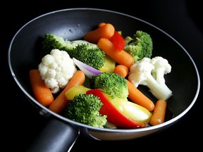 The food looks healthy enough. But what about that frying pan?