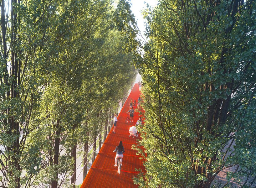 through the environment-conscious ‘the tree path’, people can cycle and walk among treetops