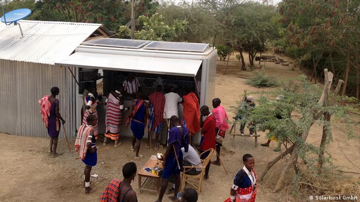 Solar kiosk in Olkiramatian, near Lake Magadi in Kenya
