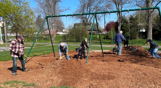 The Fleetwood Rotary Day of Service included mulching playground areas at the Fleetwood Community Park. (Submitted photo)