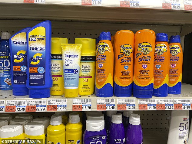 The EWG warns that around 75% of sunscreens available in the U.S. are either not providing adequate sun protection, or have ingredients that are harmful to the environment (file photo)