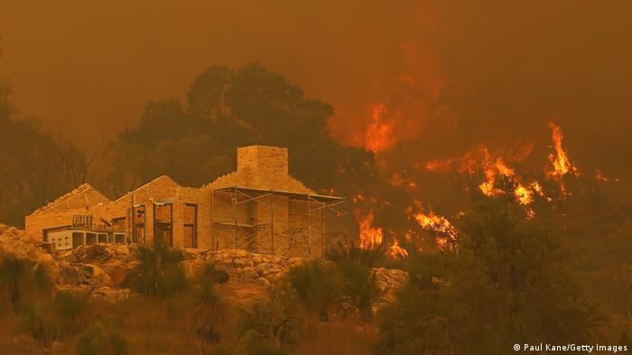 A house on fire in Australia 